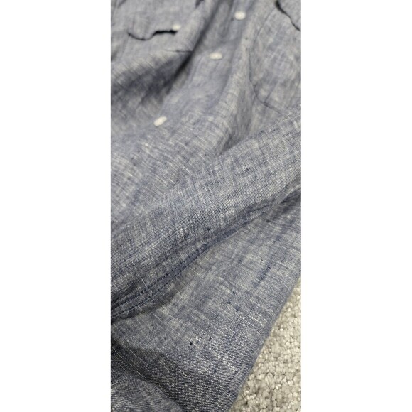 Island Company Linen Pilot Shirt Button Down Long Sleeve Shirt Blue Men's Sz XXL - Picture 8 of 8